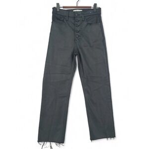 Abercrombie Ultra High Rise Ankle Straight‎ Jeans 4 / 27 Raw Hem Black Y2K